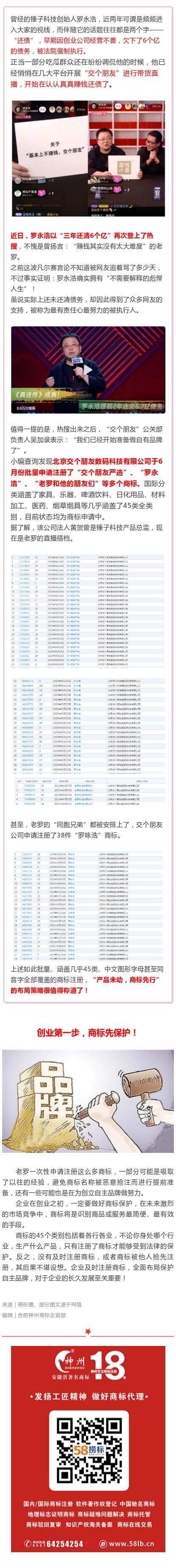 三年還了6個(gè)億，羅永浩“交個(gè)朋友嚴(yán)選”注冊(cè)全類商標(biāo)